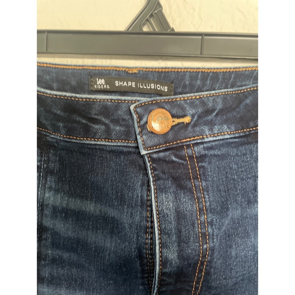 Lee Riders Shape Illusions Denim Skirt Dark Wash Stretch Mini Skirt Womens - Picture 5 of 11